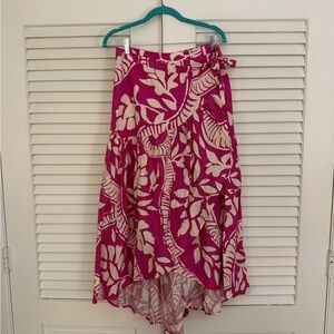 Christian Siriano Pink and Cream Floral High-Low Skirt